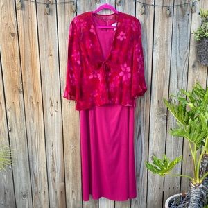 Vintage Miss Dorby Dress Set Flower Pink Size 14 Women Sleeveless Long